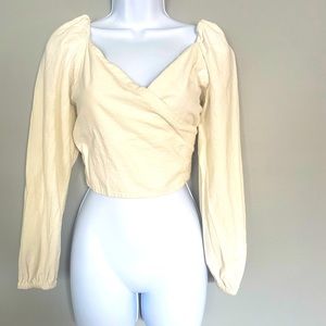 Cream/white long sleeve crop top